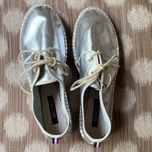 Cuple silver leather espadrille sneaker  blucher 41 - Picture 5 of 8